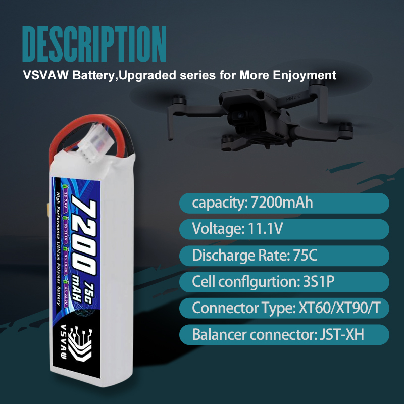 Baterai Lipo VSVAW 3S 11.1V 72 - Drone Rc Truck ulasan dan harga