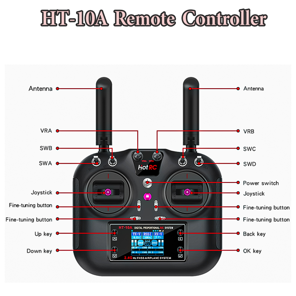 Hotrc HT-10A 2.4G 10CH Transmi - Drone Rc Boat ulasan dan harga